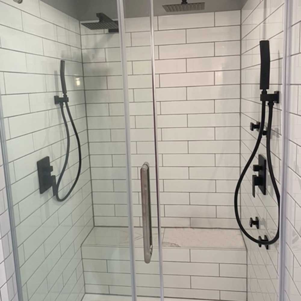Shower with glass door